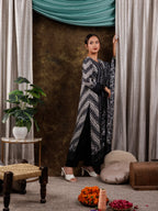 Yufta Black Hand Embroidery Silk Straight Kurta And Trouser With Dupatta Set | Grocsy