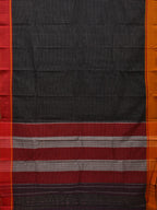 Black ilkal Cotton Handloom Saree with Checks and Ganga-Jamuna Border Design No Blouse - Global Threads | Grocsy
