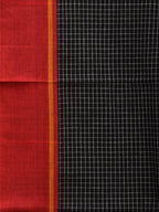 Black ilkal Cotton Handloom Saree with Checks and Ganga-Jamuna Border Design No Blouse - Global Threads | Grocsy