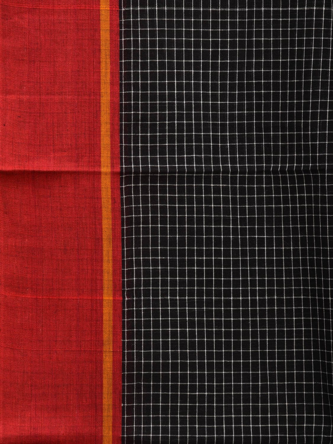 Black ilkal Cotton Handloom Saree with Checks and Ganga-Jamuna Border Design No Blouse - Global Threads | Grocsy