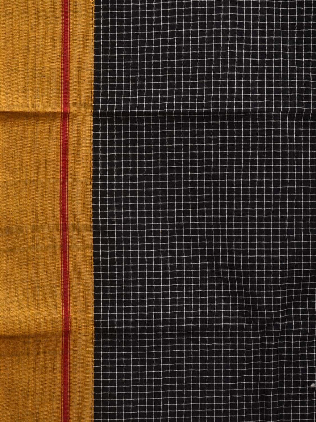 Black ilkal Cotton Handloom Saree with Checks Design No Blouse - Global Threads | Grocsy