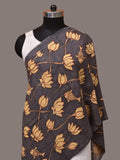 Black Kalamkari Hand Painted Sico Dupatta with Lotus and Fish Design - Global Threads | Grocsy