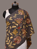 Black Kalamkari Hand Painted Sico Stole with Floral Design - Global Threads | Grocsy