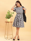 BohoJazz Check-Mate Black n White Check Dress | Grocsy
