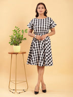 BohoJazz Check-Mate Black n White Check Dress | Grocsy