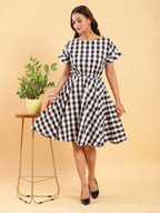 BohoJazz Check-Mate Black n White Check Dress | Grocsy