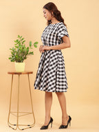 BohoJazz Check-Mate Black n White Check Dress | Grocsy