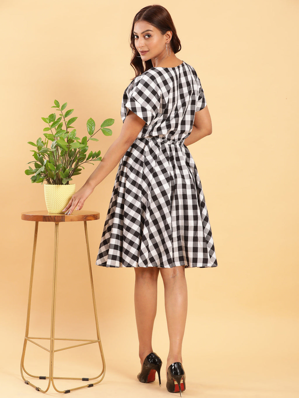 BohoJazz Check-Mate Black n White Check Dress | Grocsy