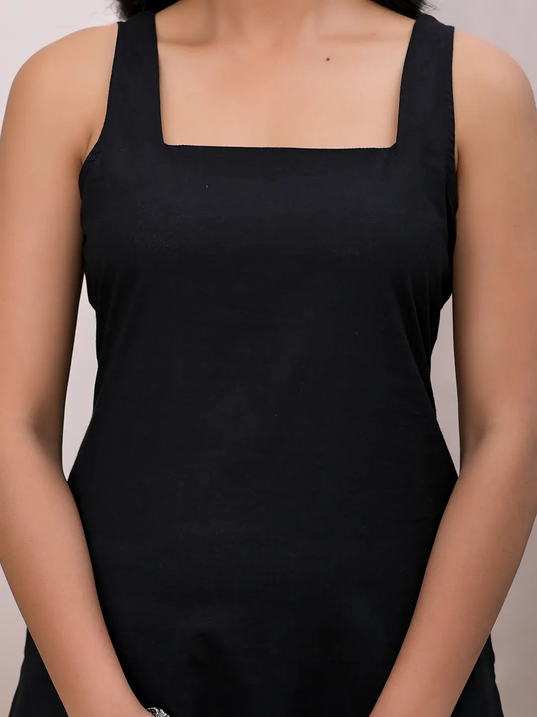Yufta Black Pure Cotton Straight Suit Set | Grocsy