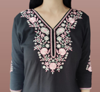 Jaitra Apparels Women Printed Pure Cotton Straight Kurta (Black) | Grocsy