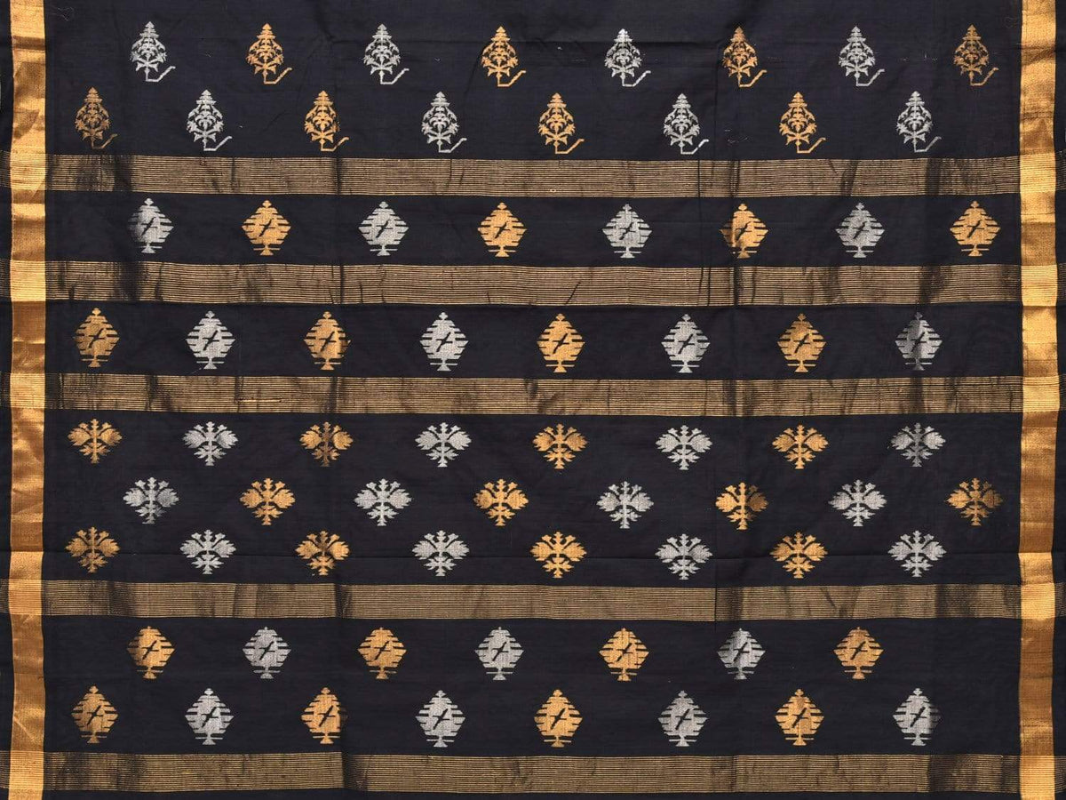 Black Uppada Cotton Handloom Saree with Assorted Buta Pallu Design - Global Threads | Grocsy