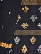 Black Uppada Cotton Handloom Saree with Assorted Buta Pallu Design - Global Threads | Grocsy
