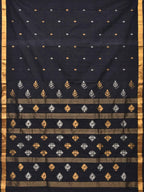 Black Uppada Cotton Handloom Saree with Assorted Buta Pallu Design - Global Threads | Grocsy