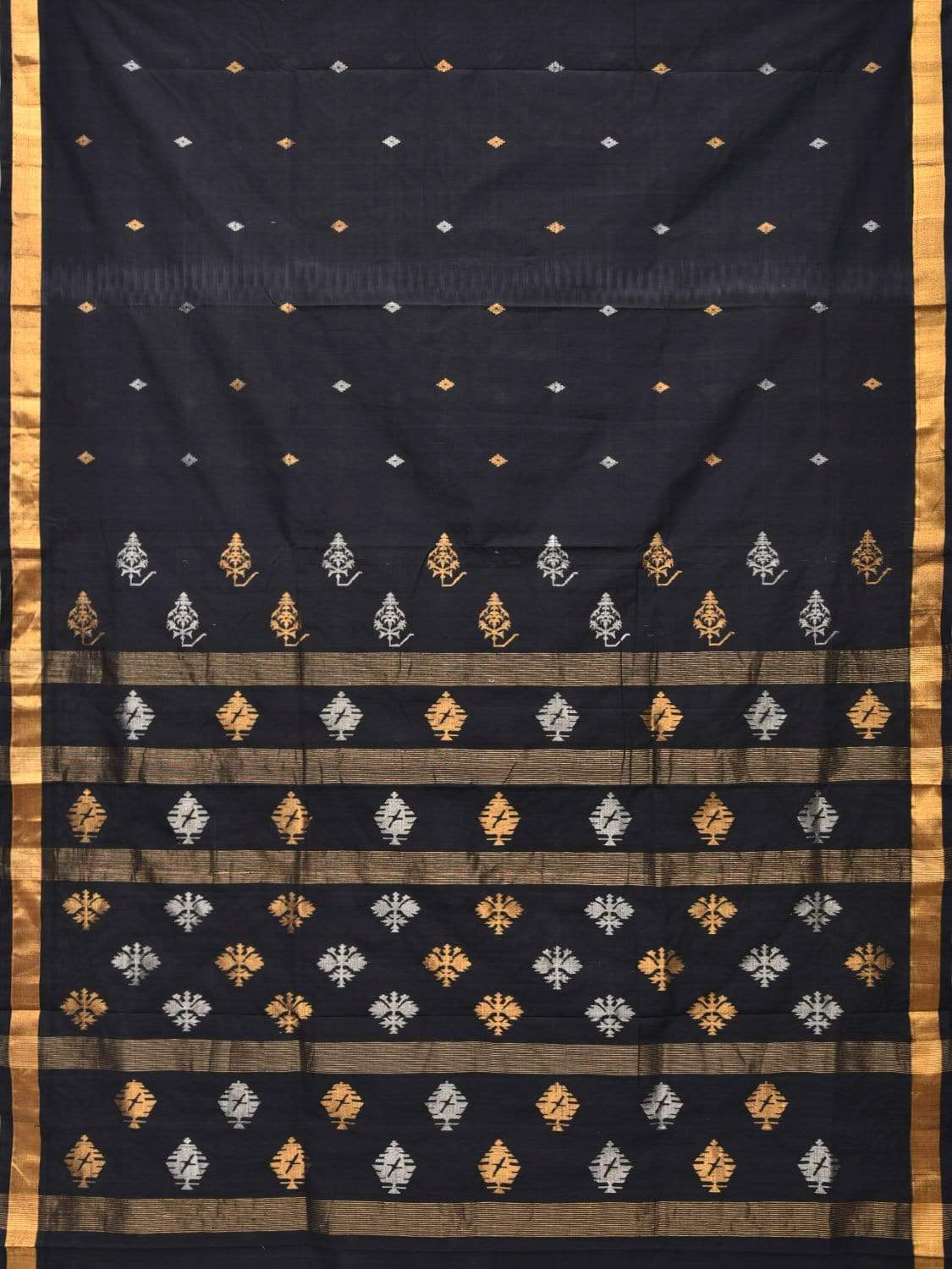 Black Uppada Cotton Handloom Saree with Assorted Buta Pallu Design - Global Threads | Grocsy