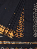 Black Uppada Cotton Handloom Saree with Karpur Pallu Design - Global Threads | Grocsy