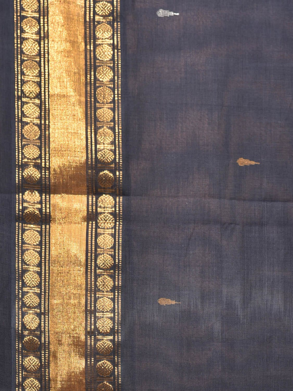 Black Uppada Cotton Handloom Saree with Karpur Pallu Design - Global Threads | Grocsy