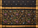 Black Uppada Silk Handloom Saree with Floral Pallu Design - Global Threads | Grocsy