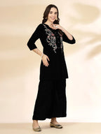 Yufta Black Velvet Zari Work CoOrd Set | Grocsy
