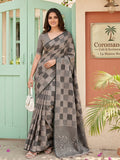 Anaita Black Linen Cotton Woven Saree With Blouse | Grocsy