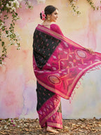Anaita Black Soft Silk Printed Saree With Blouse | Grocsy