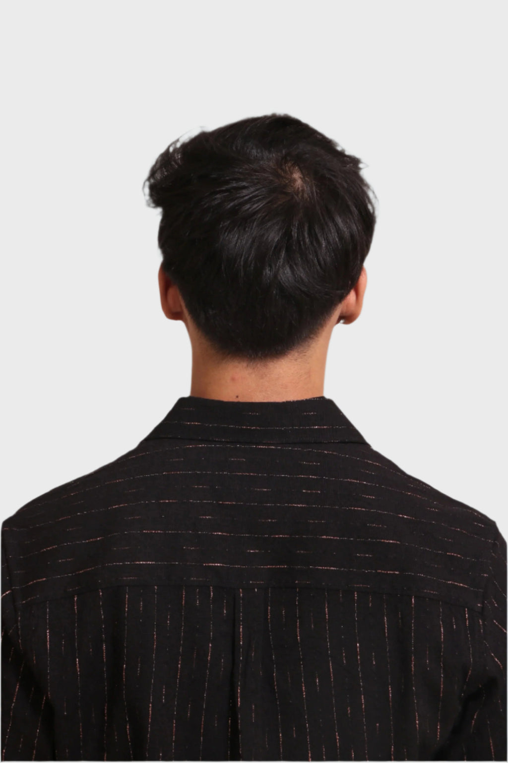 Xkind Black Golden Foil Stripes Slim Fit Shirt | Grocsy
