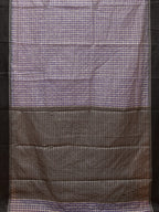 Blue and Black Bamboo Cotton Saree with Checks Design No Blouse - Global Threads | Grocsy