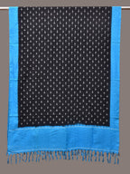 Blue and Black Pochampally Ikat Cotton Handloom Dupatta with Plus Buta Design - Global Threads | Grocsy