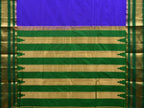 Blue and Green Gadwal Silk Handloom Saree with Checks Design - Global Threads | Grocsy