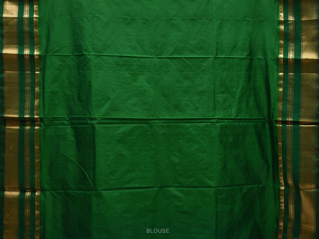 Blue and Green Gadwal Silk Handloom Saree with Checks Design - Global Threads | Grocsy