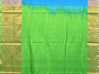 Blue and Green Uppada Silk Handloom Plain Saree with Big Border Design - Global Threads | Grocsy