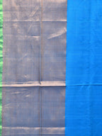 Blue and Green Uppada Silk Handloom Plain Saree with Big Border Design - Global Threads | Grocsy
