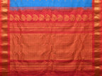 Blue and Red Gadwal Silk Handloom Saree with Mango Pallu Design - Global Threads | Grocsy