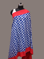 Blue and Red Pochamaplly Ikat Cotton Handloom Dupatta with Grill Design - Global Threads | Grocsy