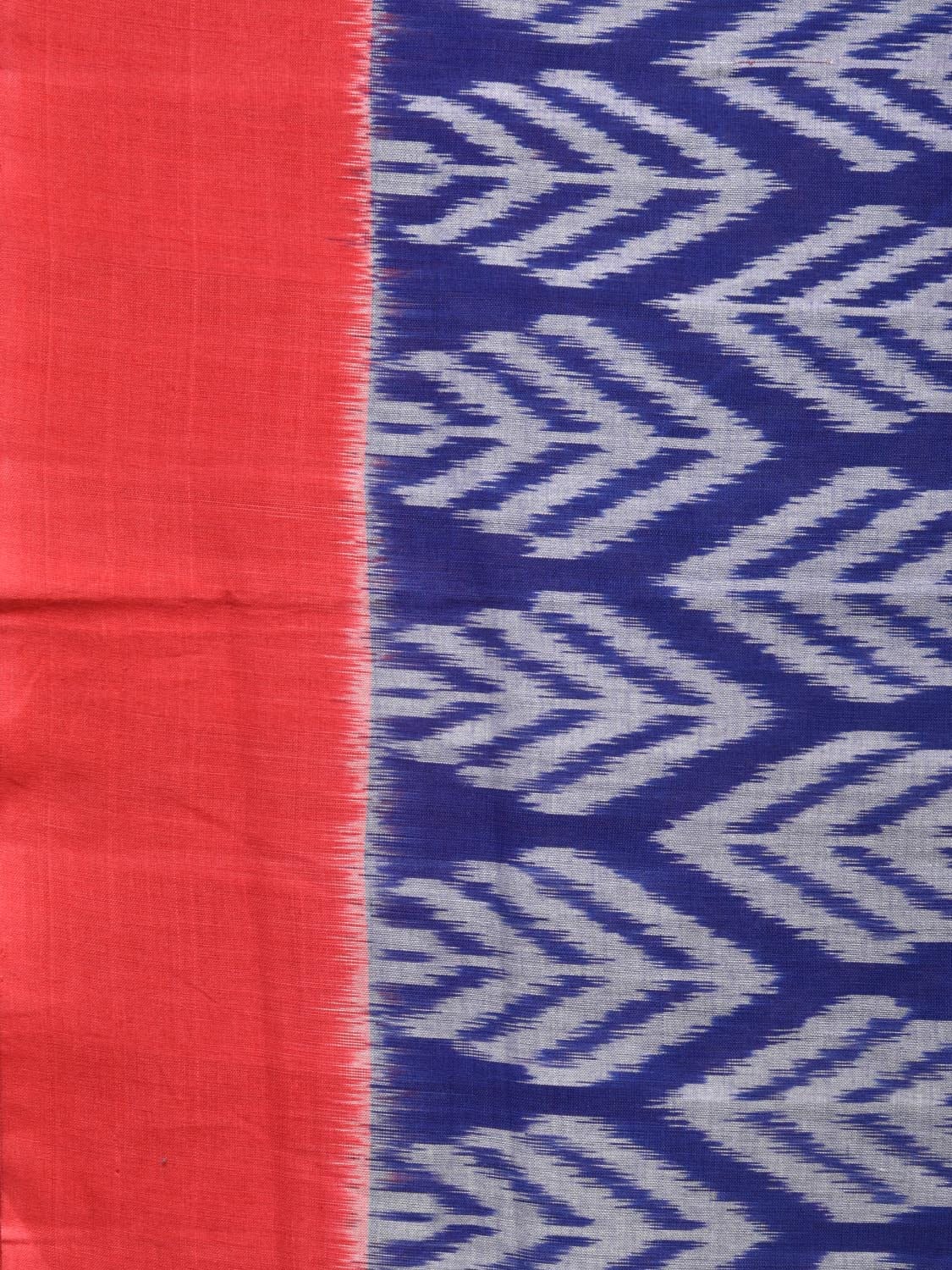 Blue and Red Pochampally Ikat Cotton Handloom Saree with All Over Design - Global Threads | Grocsy