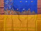 Blue and Yellow Uppada Silk Handloom Saree with One Side Border Design - Global Threads | Grocsy