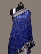 Blue Bandhani Banaras Georgette Dupatta with Border Design - Global Threads | Grocsy