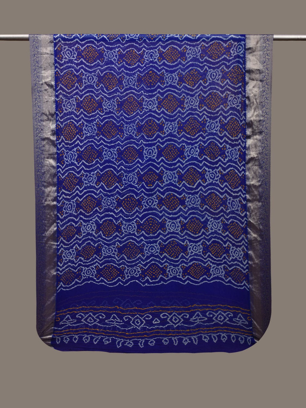 Blue Bandhani Banaras Georgette Dupatta with Border Design - Global Threads | Grocsy