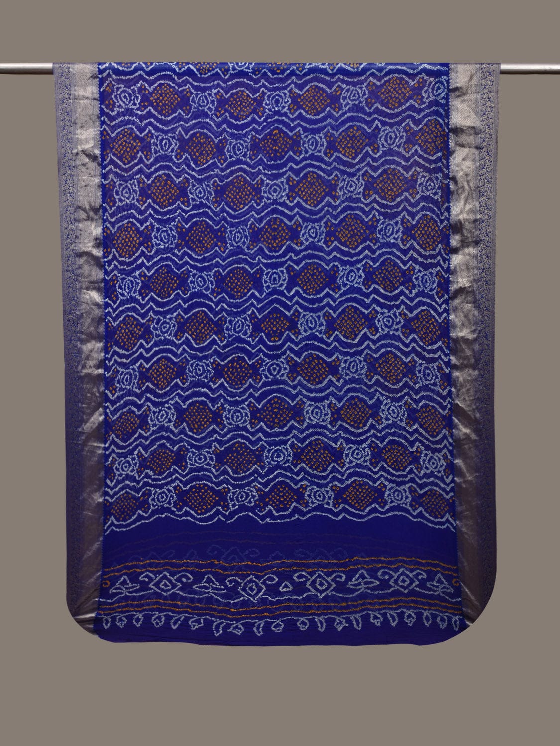 Blue Bandhani Banaras Georgette Dupatta with Border Design - Global Threads | Grocsy