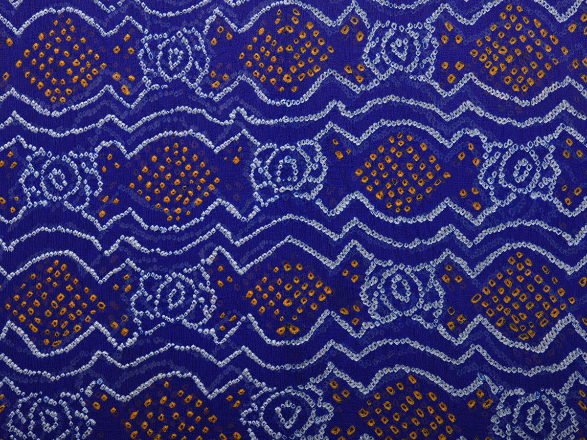 Blue Bandhani Banaras Georgette Dupatta with Border Design - Global Threads | Grocsy