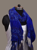 Blue Bandhani Banaras Georgette Dupatta with Border Design - Global Threads | Grocsy