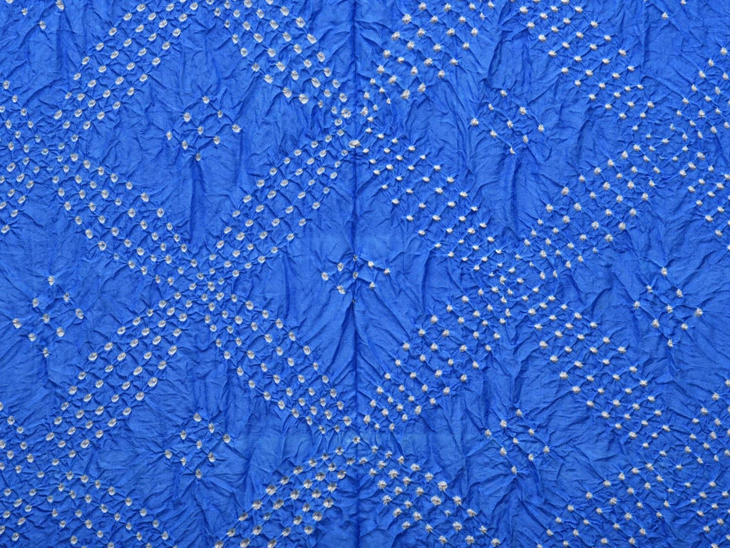 Blue Bandhani Kanchipuram Silk Handloom Dupatta with Border Design - Global Threads | Grocsy