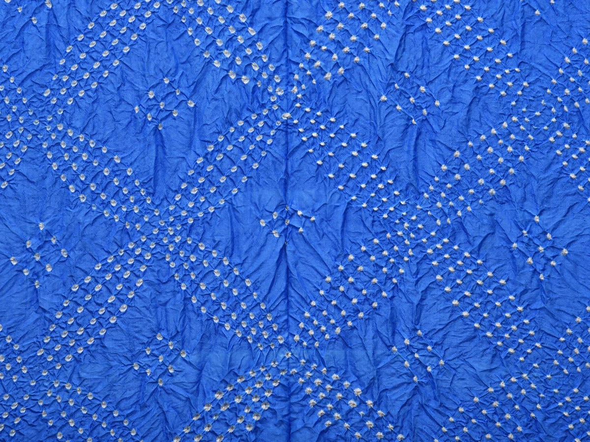Blue Bandhani Kanchipuram Silk Handloom Dupatta with Border Design - Global Threads | Grocsy