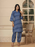 Yufta Blue Cotton Ikat Co-Ord Set | Grocsy