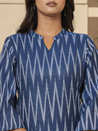 Yufta Blue Cotton Ikat Co-Ord Set | Grocsy