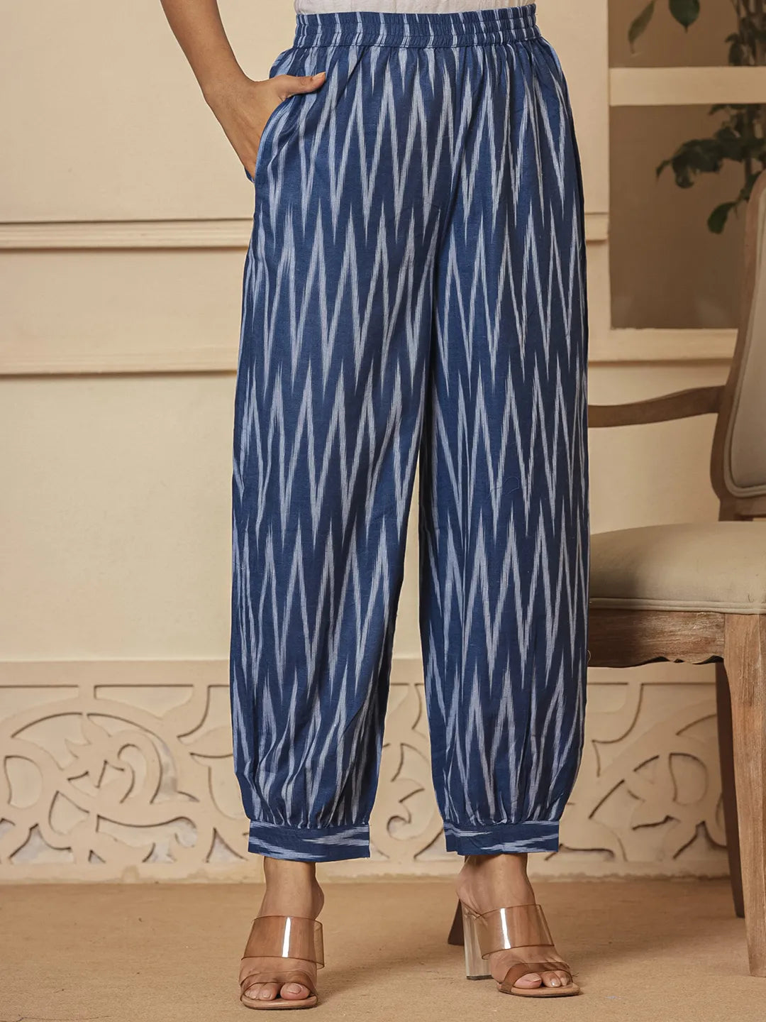 Yufta Blue Cotton Ikat Co-Ord Set | Grocsy