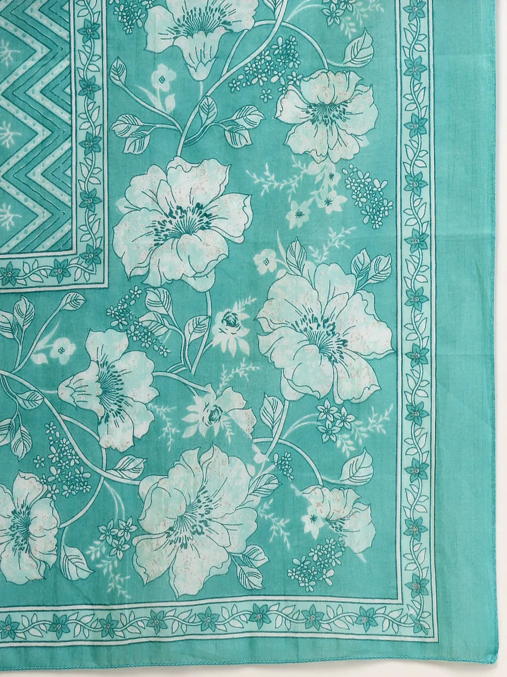 Yufta Blue Embroidered Straight Kurta Trouser And Dupatta Set | Grocsy