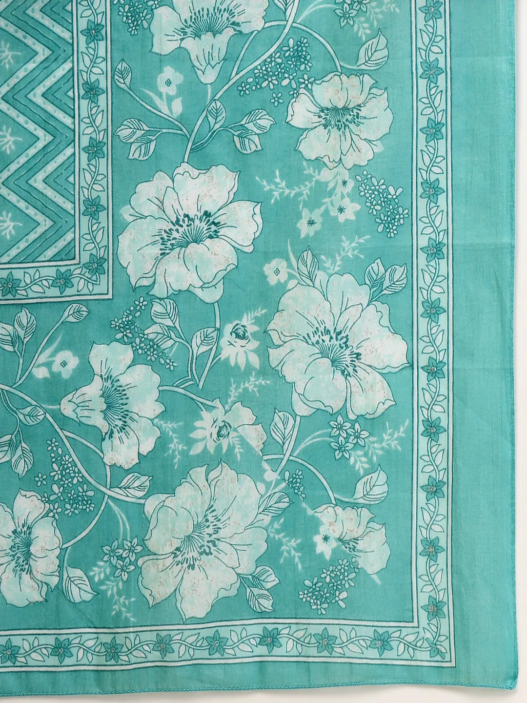 Yufta Blue Embroidered Straight Kurta Trouser And Dupatta Set | Grocsy