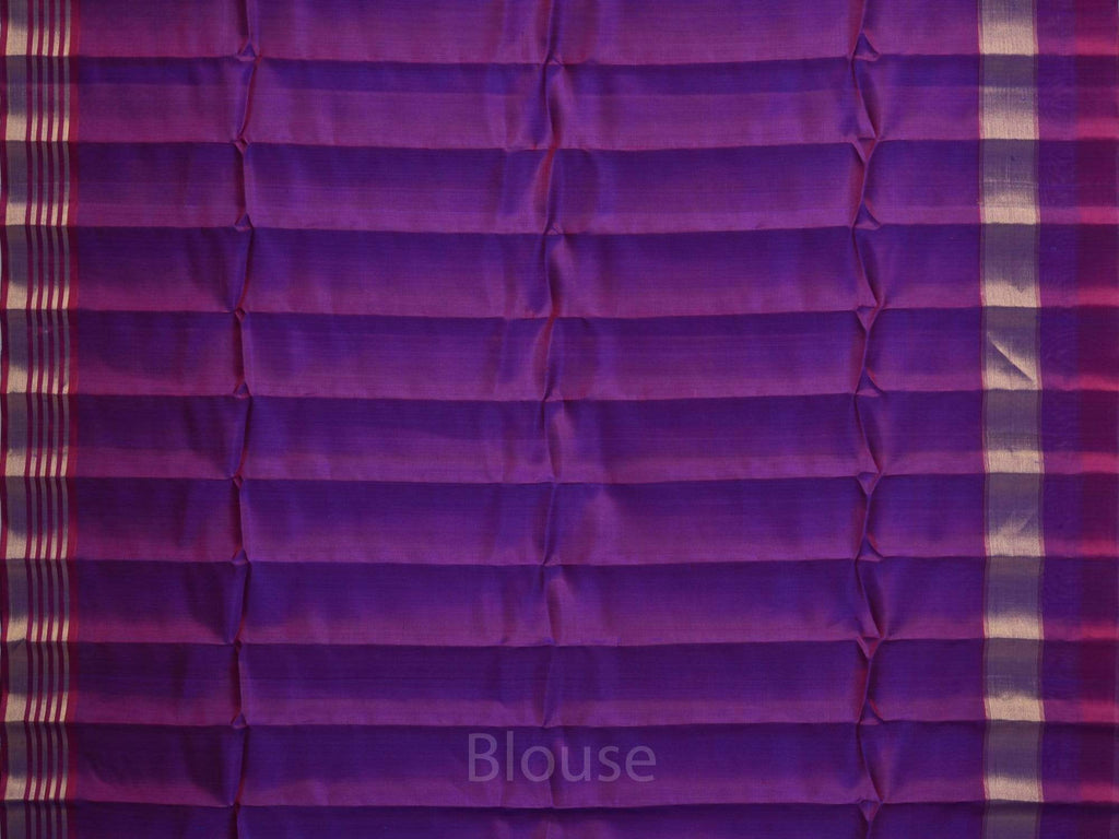 Blue Gadwal Silk Handloom Saree with Strips Border Design - Global Threads | Grocsy