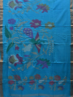 Blue Khadi Cotton Handloom Saree with Pallu and Border Design - Global Threads | Grocsy