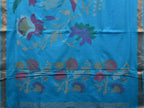 Blue Khadi Cotton Handloom Saree with Pallu and Border Design - Global Threads | Grocsy